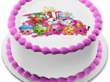 Shopkins Shoppies Popette Jessicake and Bubbleisha Edible Cake Topper Image ABPID03235 Supply