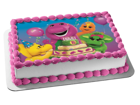 Barney Happy Birthday Baby Bop Bj Riff and a Cake Edible Cake Topper Image ABPID07352 Sale