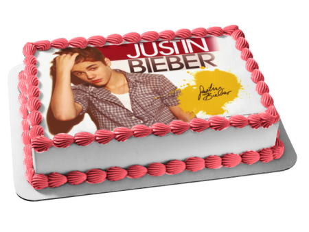 Justin Bieber and His Signature Edible Cake Topper Image ABPID06096 Online