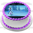 Frozen Olaf Snowy Trees and Purple Flowers Edible Cake Topper Image ABPID07700 Hot on Sale