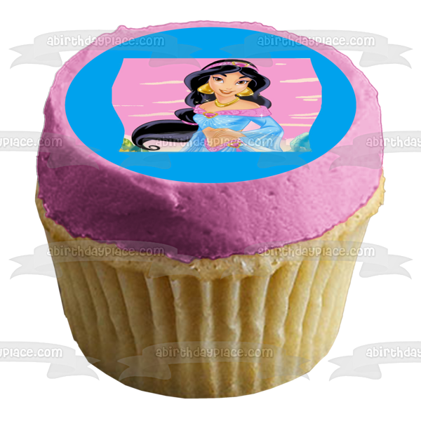 Princess Aladdin Jasmine with a Pink Background Edible Cake Topper Image ABPID07698 Hot on Sale