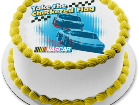 Nascar Logo and Race Cars Take the Checkered Flag Edible Cake Topper Image ABPID07655 Fashion