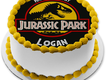 Jurassic Park Logo and T-Rex Edible Cake Topper Image ABPID04001 Hot on Sale