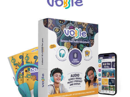 Vobble Kids Screen Free Audio Stories, Music, Adventure Bluetooth Headphones with Subscription Pack 12 Months (New Content Added Every Week), 4000+ Minutes of Content, 4 to 12 Years Cheap