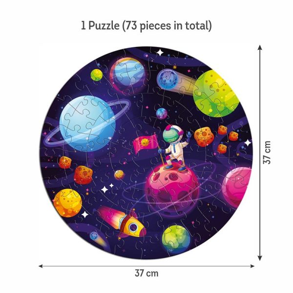 Space Adventure Puzzle For Kids | 3+Years | 73 Pieces, 8  Flash Cards, 1 Additional Booklet. Cheap