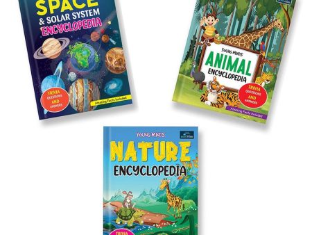 Young Minds Encyclopedia - Set of 3 - Animals, Space, and Nature Encyclopedia For Kids For Sale