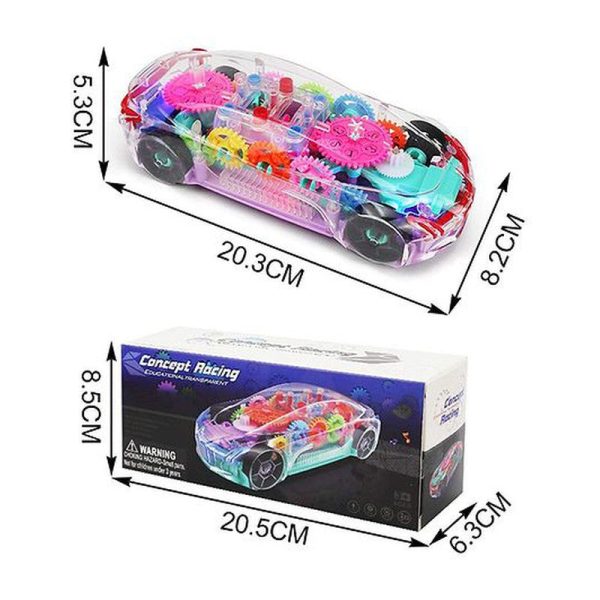 360 Degree Bump & Go Rotating Transparent Concept Racing Car Toy With Music And Lights - Multicolour Supply