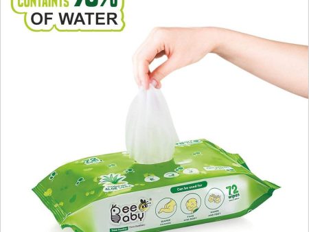 1 Pack of 72 Fresh Baby Wet Wipes with Plastic Lid, Contains Aloe Vera, Vitamin E & Anti - Bacterial ingredients. Ideal for Cleaning & Moisturising Newborn For Sale