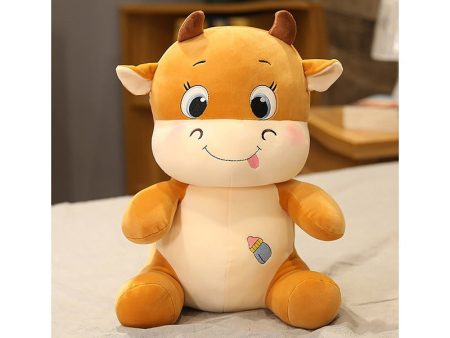 Zyamalox Polyfill Cuddly Soft Cow Plush Toy - Brown - Height 55 cm Online