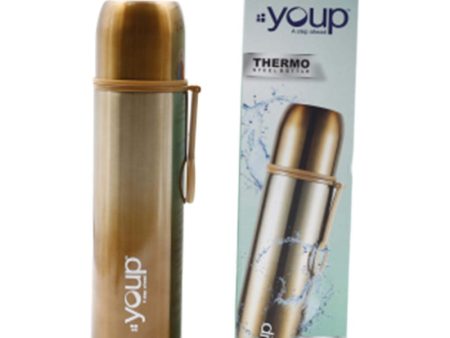 Youp Thermosteel insulated gold color water bottle with cup cap YP514 - 500 ml Online