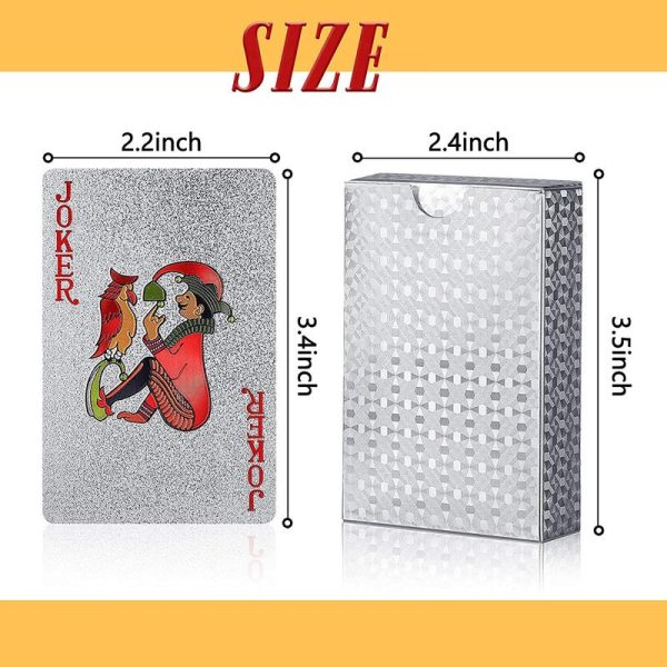 2 in 1 Luxury Silver and Black Deck of Waterproof Playing Cards Use for Family Party Game Online now