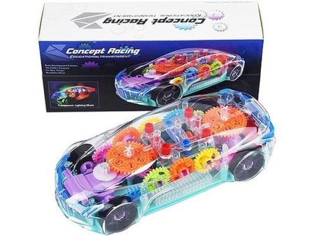 360 Degree Bump & Go Rotating Transparent Concept Racing Car Toy With Music And Lights - Multicolour Supply