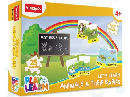 Original Funskool Play & Learn 25 Pcs Animals & Their Babies Puzzle on Sale