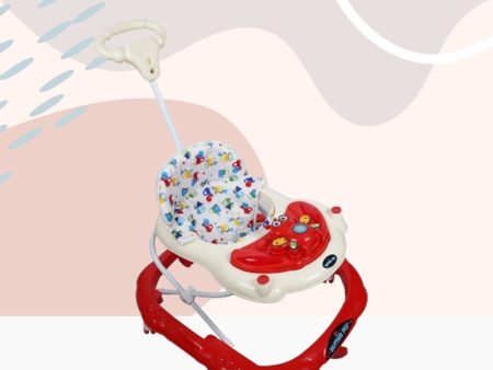 Baby Foldable Activity Walker with Rattles, Parent Handle Rod & Adjustable Height | Butterfly  | Red Discount