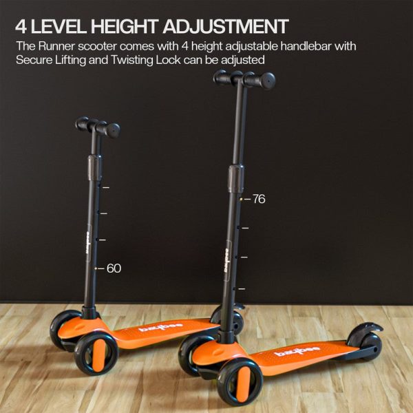 Alpha Kick Scooter for Kids, Smart 3 Wheel Kids Scooter with 4 Height Adjustable Handle, Runner Scooter with Led PU Wheels & Brake | Skate Scooter for Kids - COD Not Available Fashion