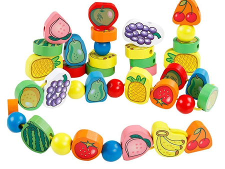 56 Piece Fruit Bead Game Lacing Toy | Stringing Beading Game Early Educational Toy Online now