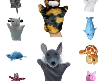 (Set Of 10 Pcs) Animal & Bird Hand Puppets (Fox, Cat, Elephant, Cow, Giraffe, Mouse, Goat, Fish, Tortoise, Pig Hand Puppets) For Cheap