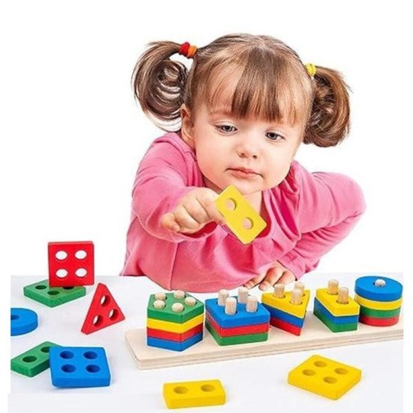 Wooden Educational Preschool Puzzles | Shape Sorting Wooden Geometrical Toy For Kids For Sale