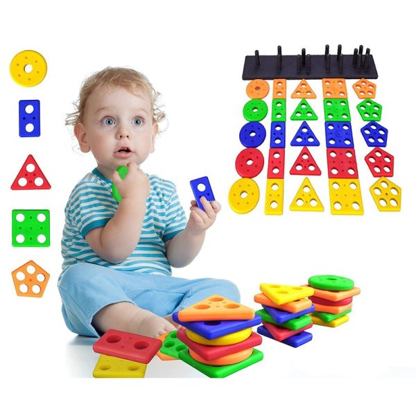 Plastic Angle Geometrical Shapes Stacking Plastic Shape Sorter Montessori Game Puzzle Stacking Toy Set For Kids Fashion