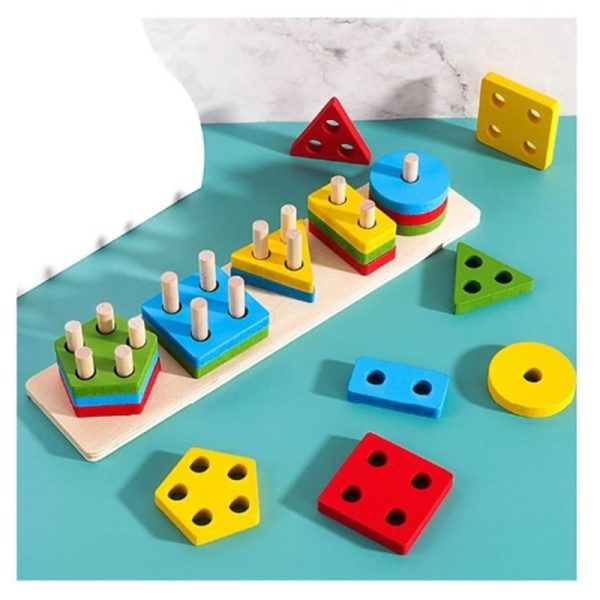 Wooden Educational Preschool Puzzles | Shape Sorting Wooden Geometrical Toy For Kids For Sale