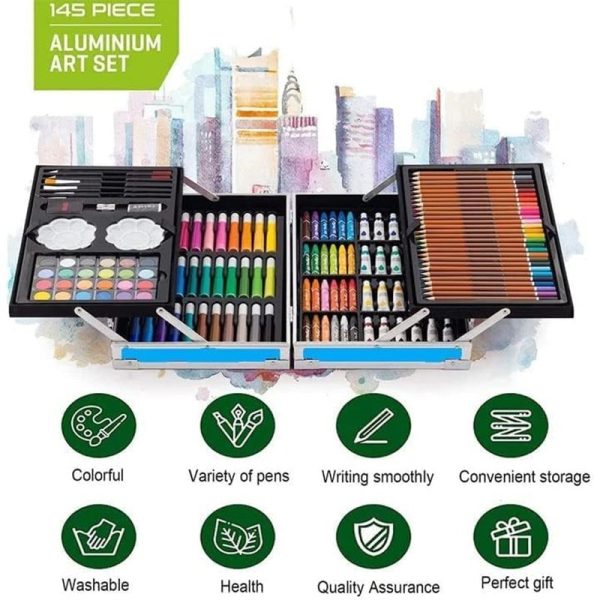 145-Piece Art Supplies Set with Astronaut Design - Drawing and Painting Kit Stored in a Portable Aluminum Case Online Sale